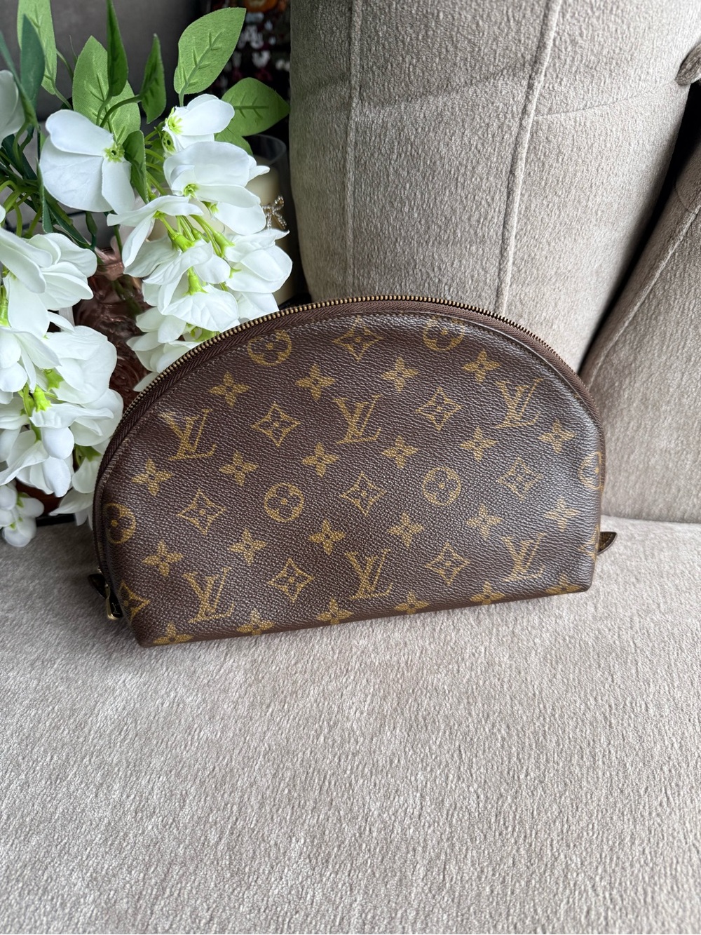 Louis Vuitton Brown Monogram Dome Toiletry Pouch Large GM Size Authentic